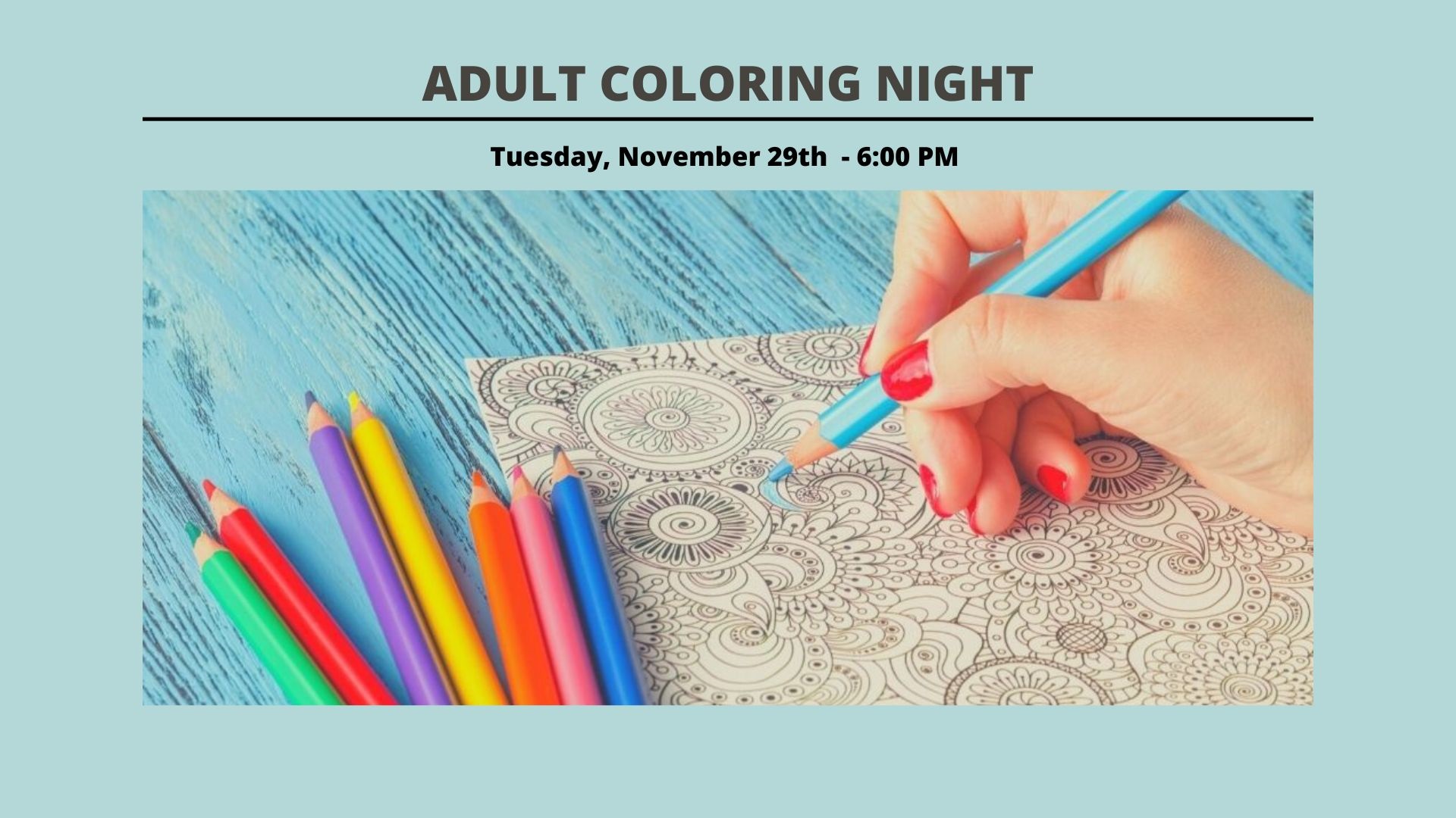 Adult Coloring Night Meriden Public Library